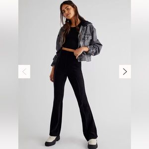 Free People Slim Pull-On Velvet Flare Pants size medium